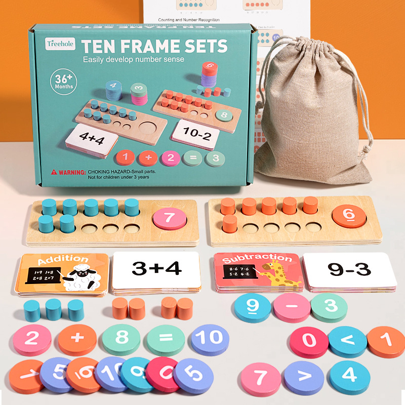 Kids Educational Box - Papan Nomor kayu anak-anak, permainan matematika