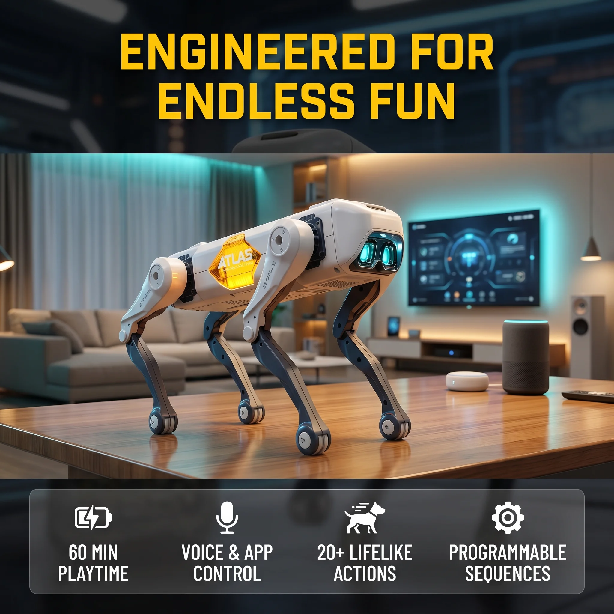Kids Education Program - Robot Anjing Pintar AI, Kontrol Suara