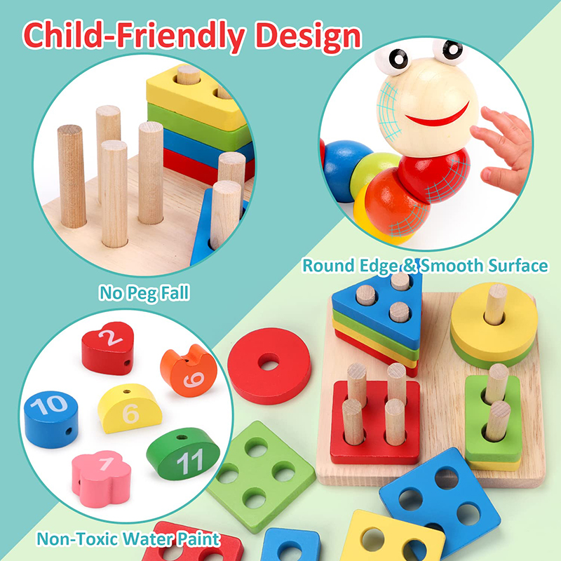 Mainan kayu Montessori, 5-6 bu - Kids Educational Box ulasan dan harga