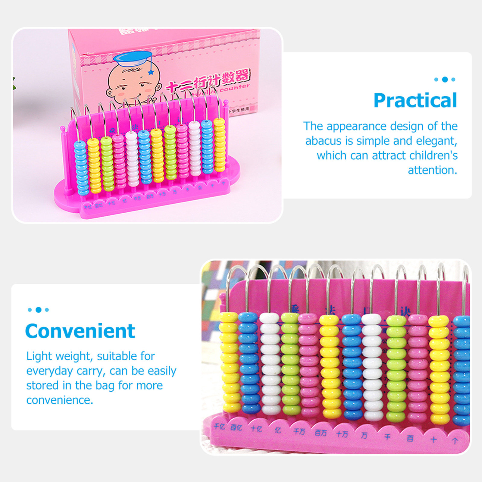 12 Batang Abakus Plastik Aman  - Kids Education Calculator ulasan dan harga